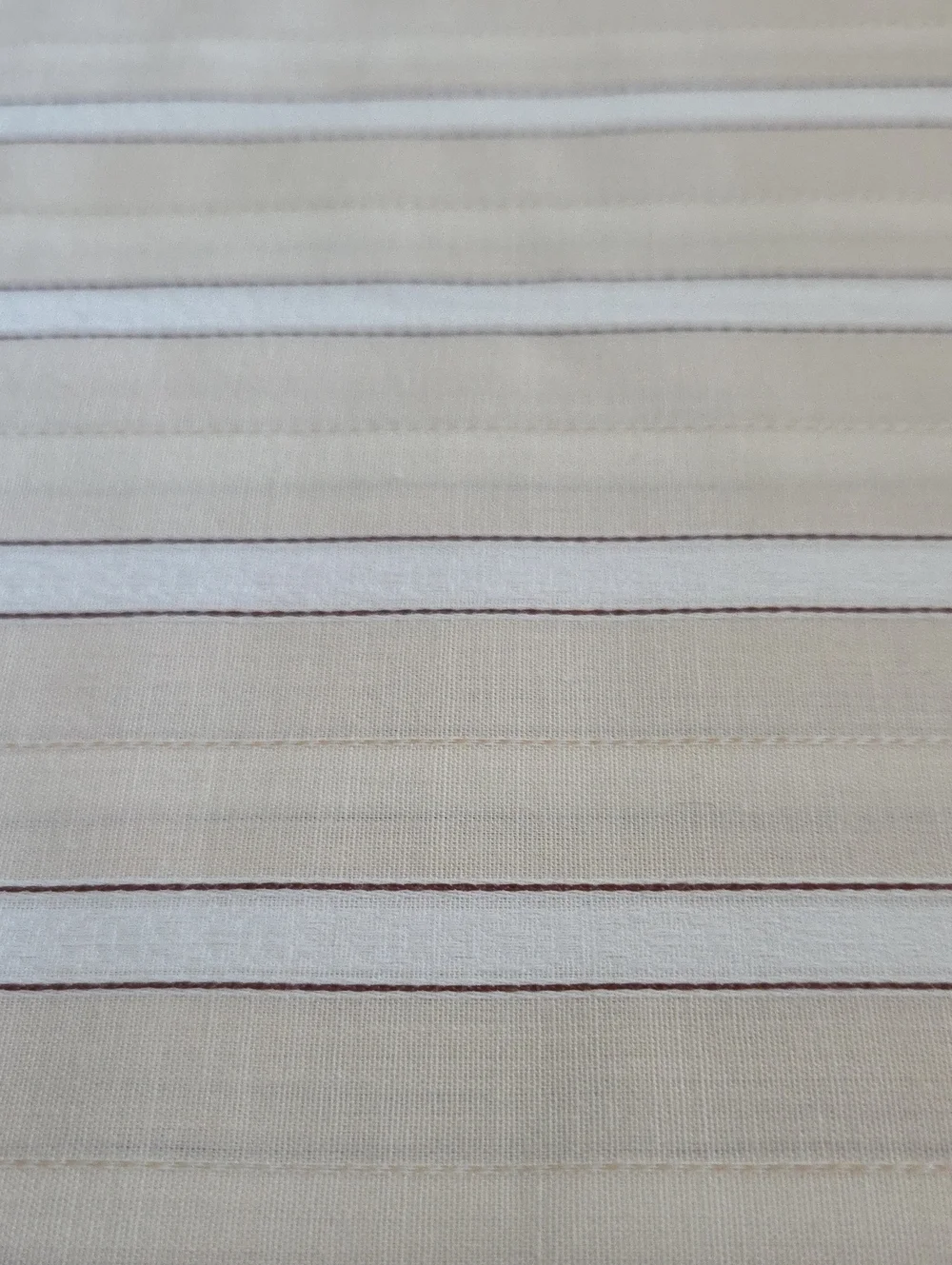 Stripes Vintage Sheer Cotton Brown Cream White Sewing Fabric 2.89yds